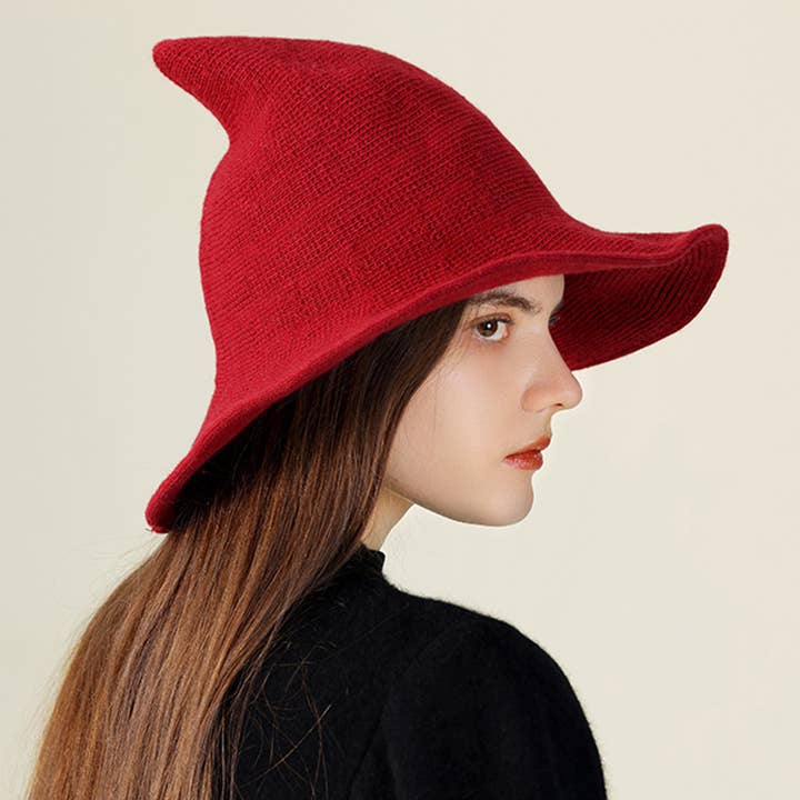 ACCITY - Wholesale Cloche Hat - Women's - Halloween Pointed Witch Hat, Knit & Foldable_CWAH061719