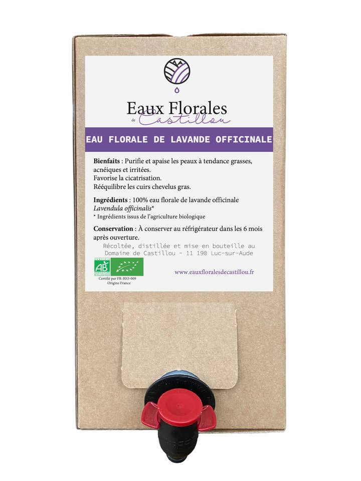 Bio-Lavendelblütenwasser - Bag-in-Box 3L für den Großhandel von Eaux Florales de Castillou