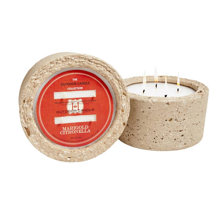 Hillhouse Naturals/Field+Fleur - Wholesale Outdoor Candle - Marigold Citronella Outdoor Concrete Candle 32oz. Ctn.2
