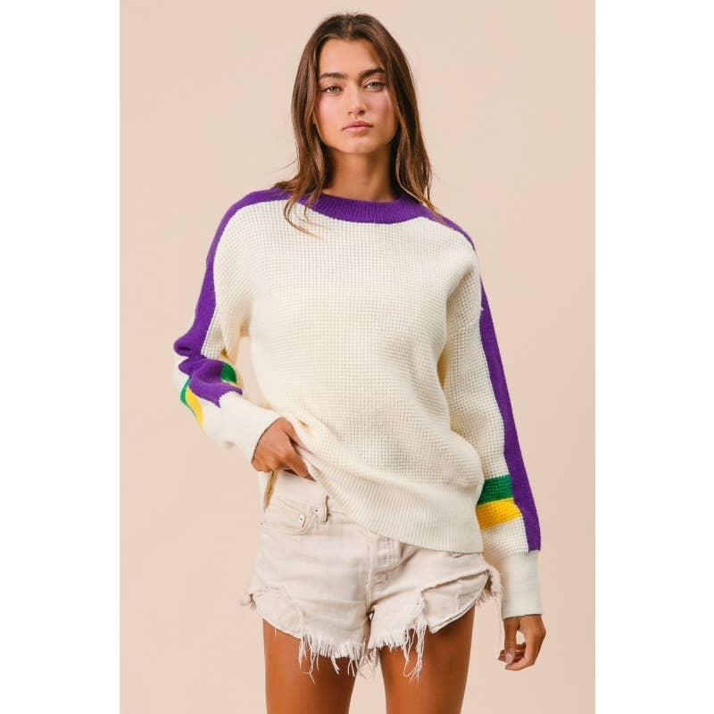 GRÄDDE Mardi Gras färgblocktröja för wholesale på Faire3