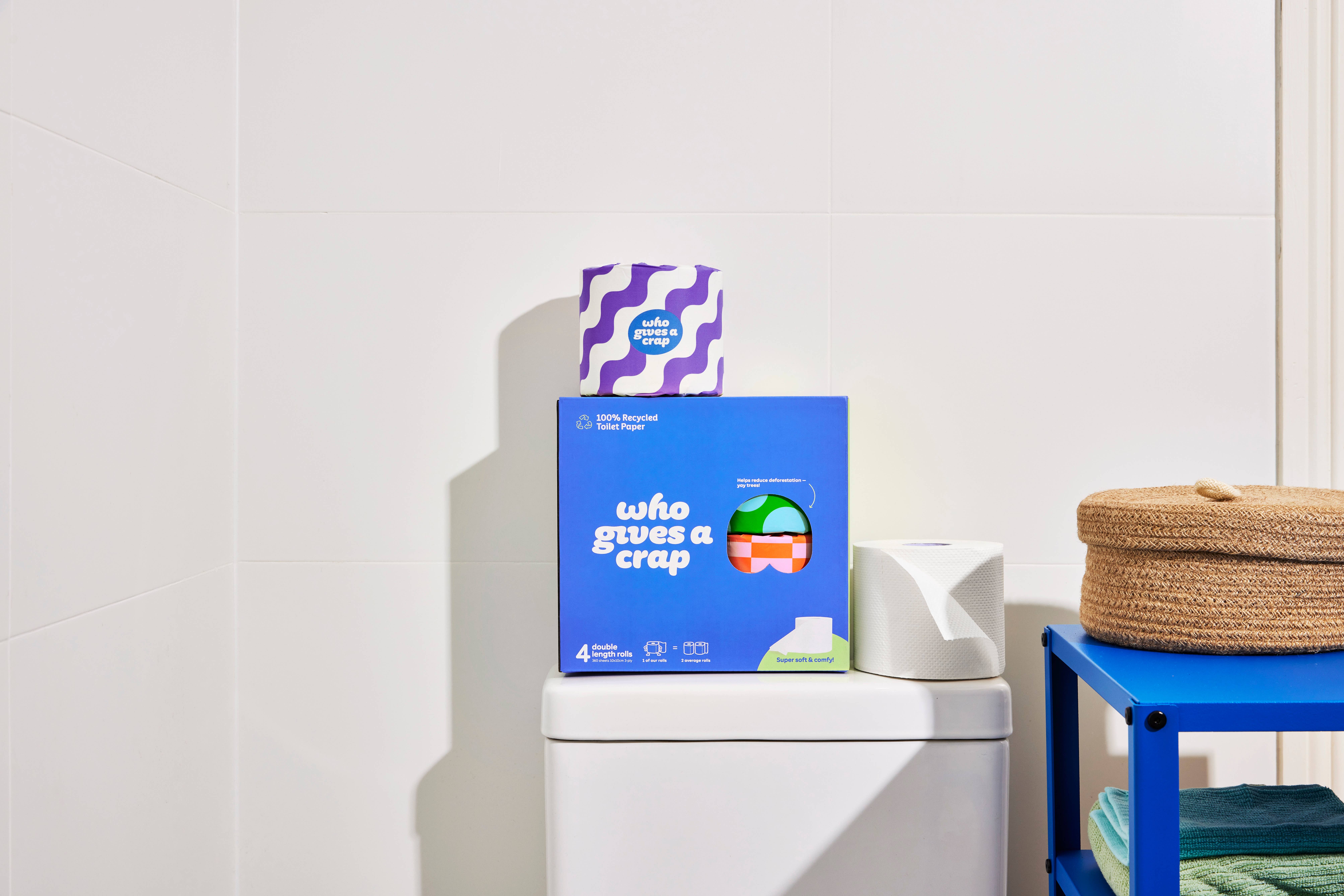 Who Gives a Crap - Vente Papier toilette - Papier hygiénique 100 % recyclé - Paquet de 4 pour la vente au détail (6/caisse)2