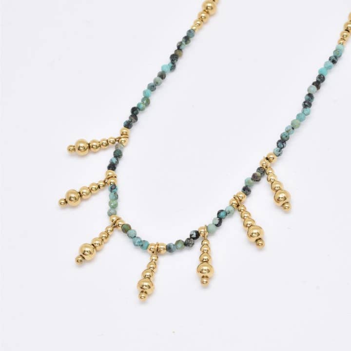 Kapyco - Wholesale Beaded/Pearl Necklace - Stainless steel natural stone necklace - BJ210220OR-VR1