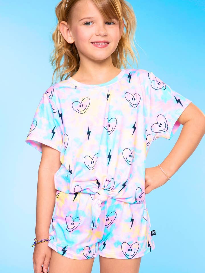 Simply Soft Tie Front Tee & Dolphin Short Set for wholesale by PixieLane