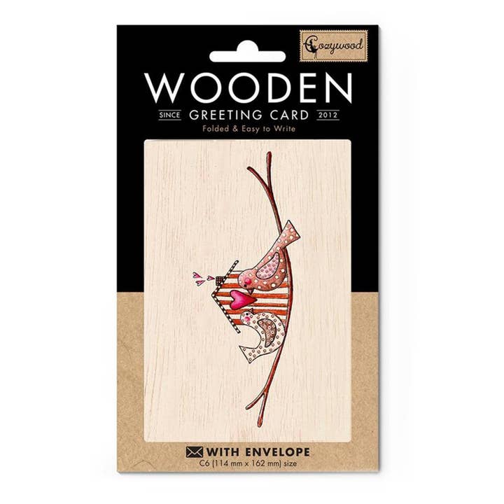 Cozywood - Wholesale Trouwkaartje - Love Birds Wedding Houten wenskaart