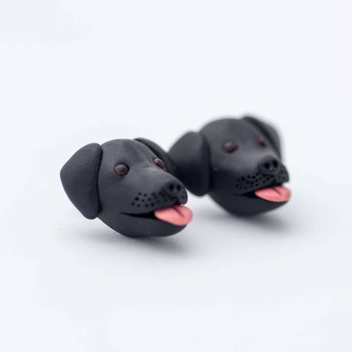 Pawfect Love - Wholesale Knopjes/oorstekers - Black Lab-oorbellen - handgemaakte labrador hondenhengst van polymeerklei1