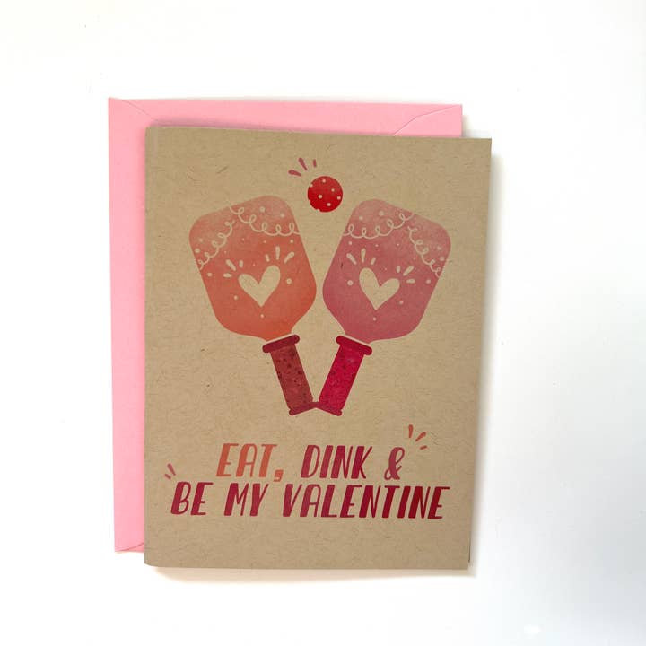 MJ Briggs Fine Art - Vendita all'ingrosso Biglietti per San Valentino - Biglietto di San Valentino per il Pickleball: Mangia, Dink e Sii il Mio Valentino