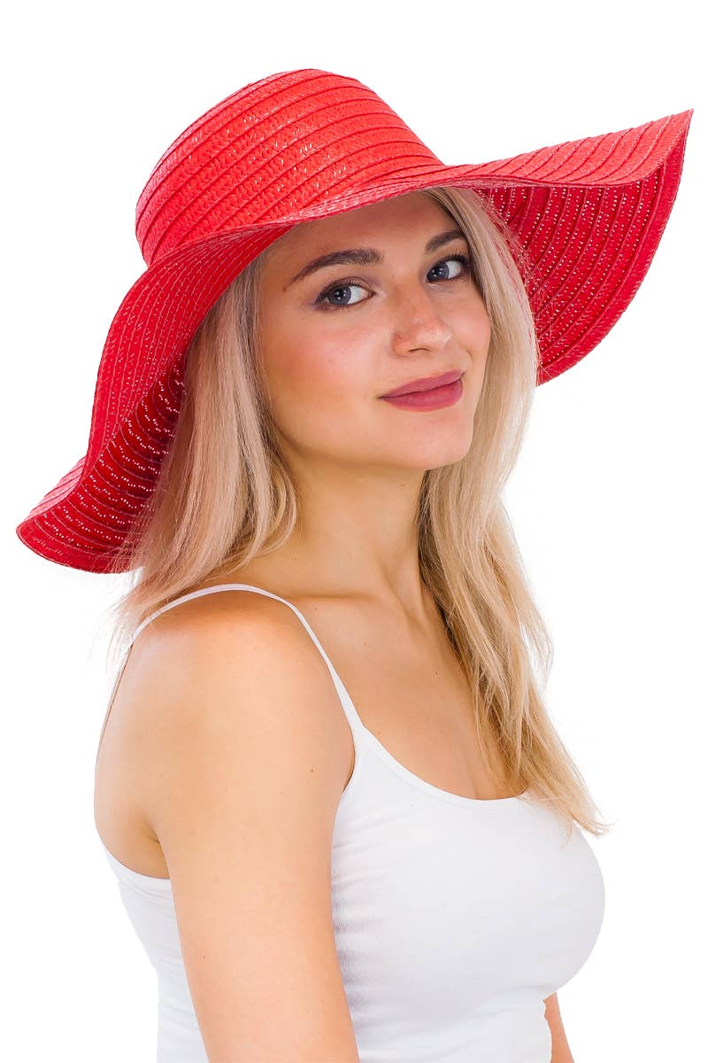 Cap Zone - Wholesale Straw Hat - Women's - Thin Light-Weight Floppy Straw Beach Sun Hat33