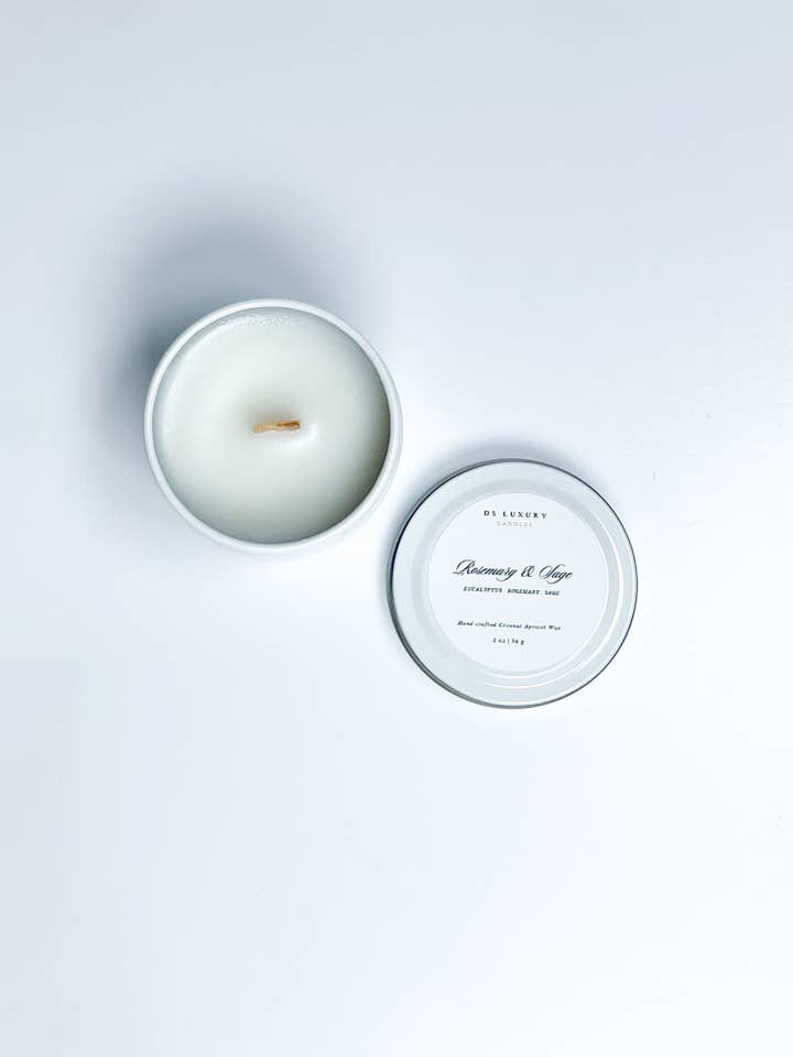 Rosmarin & Salvia— 2 oz Vit Burk för wholesale av DS Luxury Candles