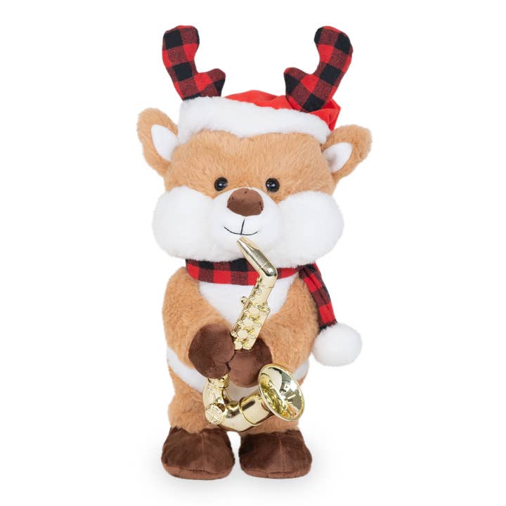 Jazzy Antlers (Animated Saxophone Musical Reindeer Plush Toy for wholesale by Cuddle Barn, Inc.