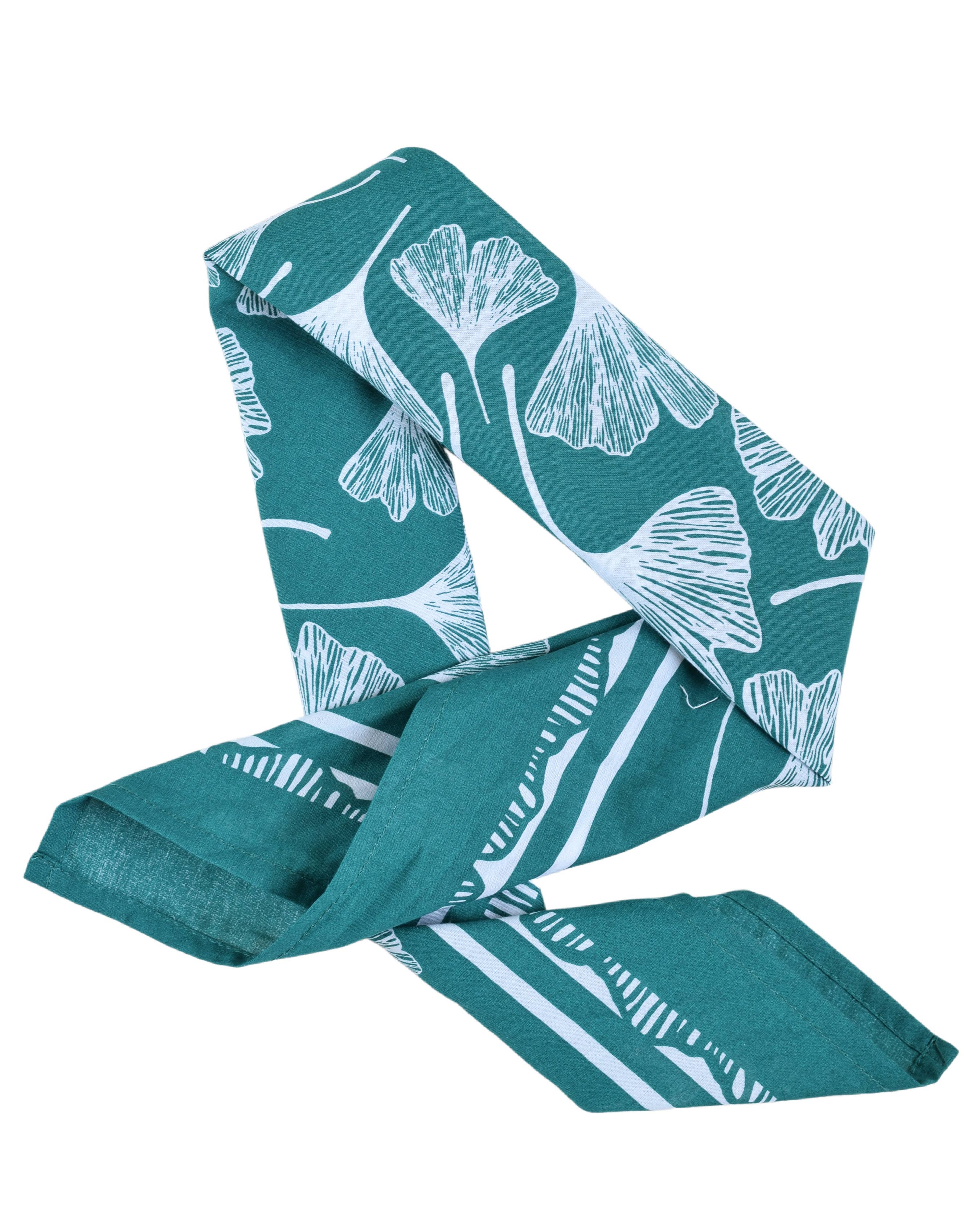 Hearth and Harrow - Wholesale Bandana - Unisex - Ginkgo Leaf Bandana - 100% Cotton - Hand Printed - Green6