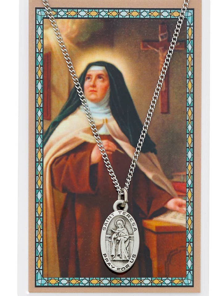 Catholic Religious Necklace St. Teresa Avila for wholesale by Hail Mary Gifts