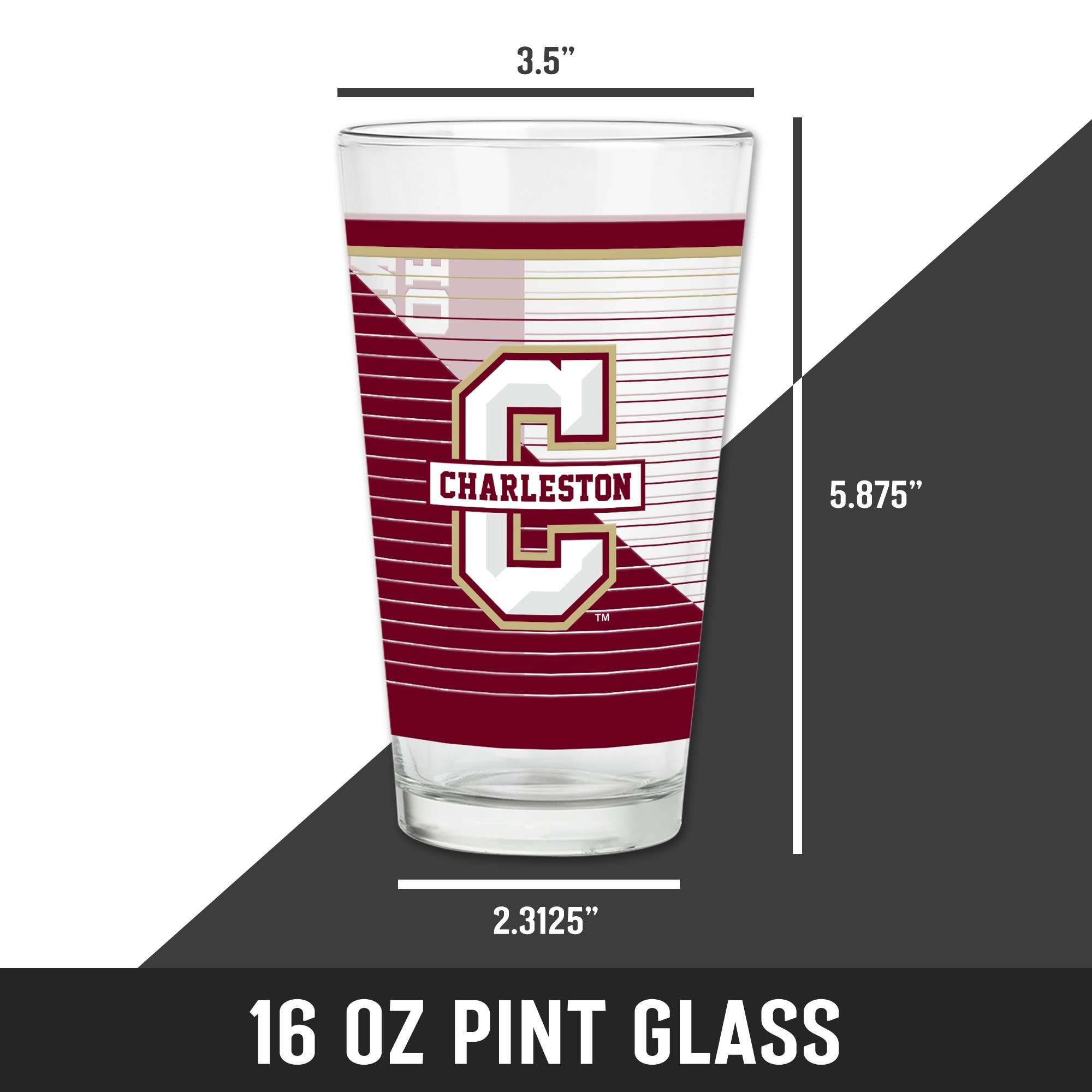 Rico Industries - Vente Verre/chope à bière - Verre à pinte de 16 oz NCAA Charleston Cougars5