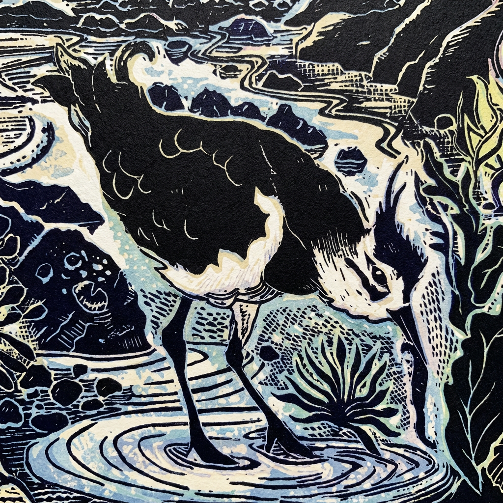 Jamie Poole – wholesale Art print – A Walk Above the Shore (Lapwing) Limited Lino Print3