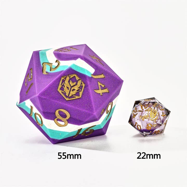 Hymgho Premium Dice - Wholesale Dice - 55mm Chonk Rubber Silicon D20 - Celestial Gleam2