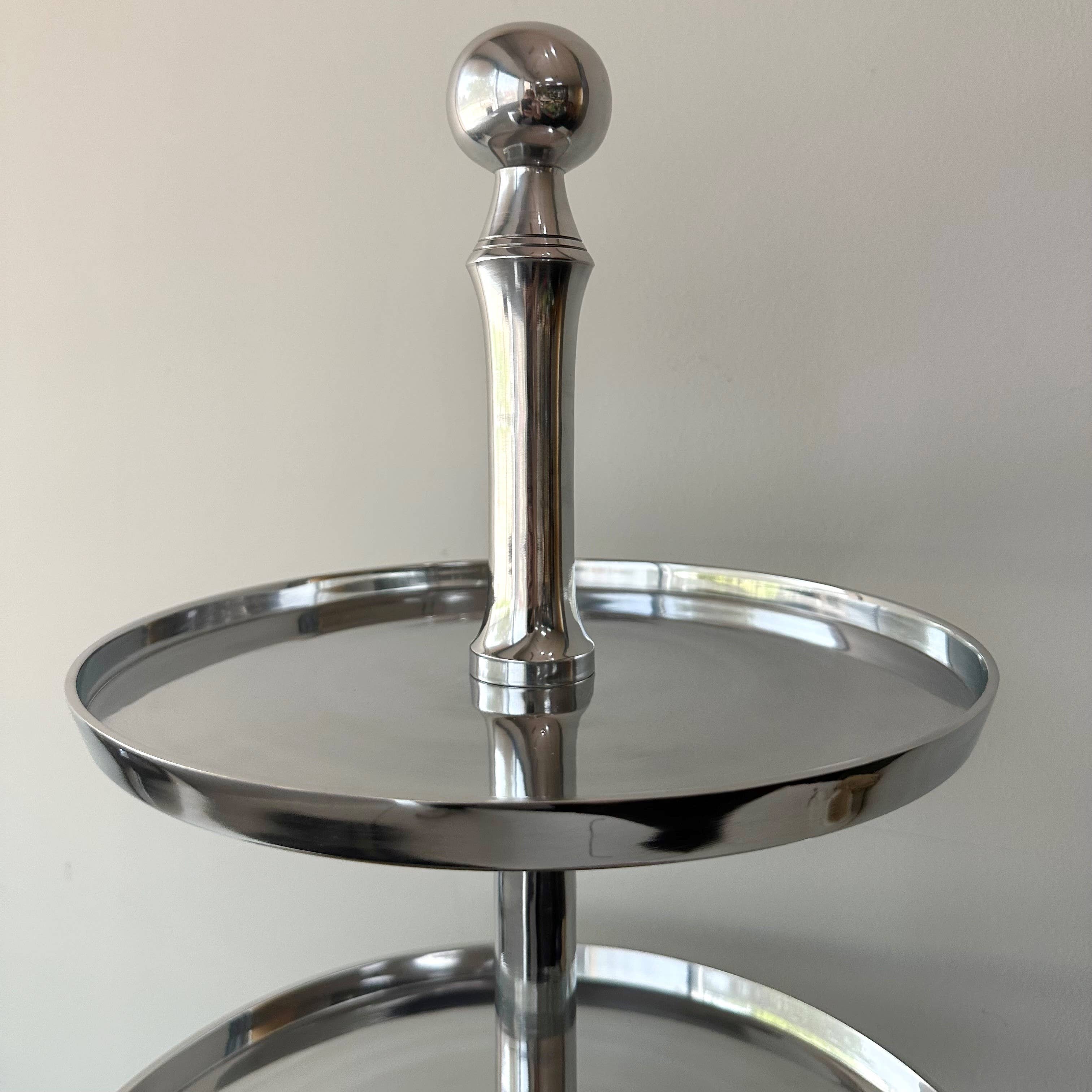 India Handicrafts Inc - Wholesale Cake Stand - Polished Silver 3-Tier Cake Stand3