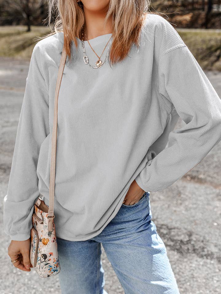 LALA LOO - Wholesale Sweatshirt - Women's - Corduroy Ribbed Oversized Sweatshirt21