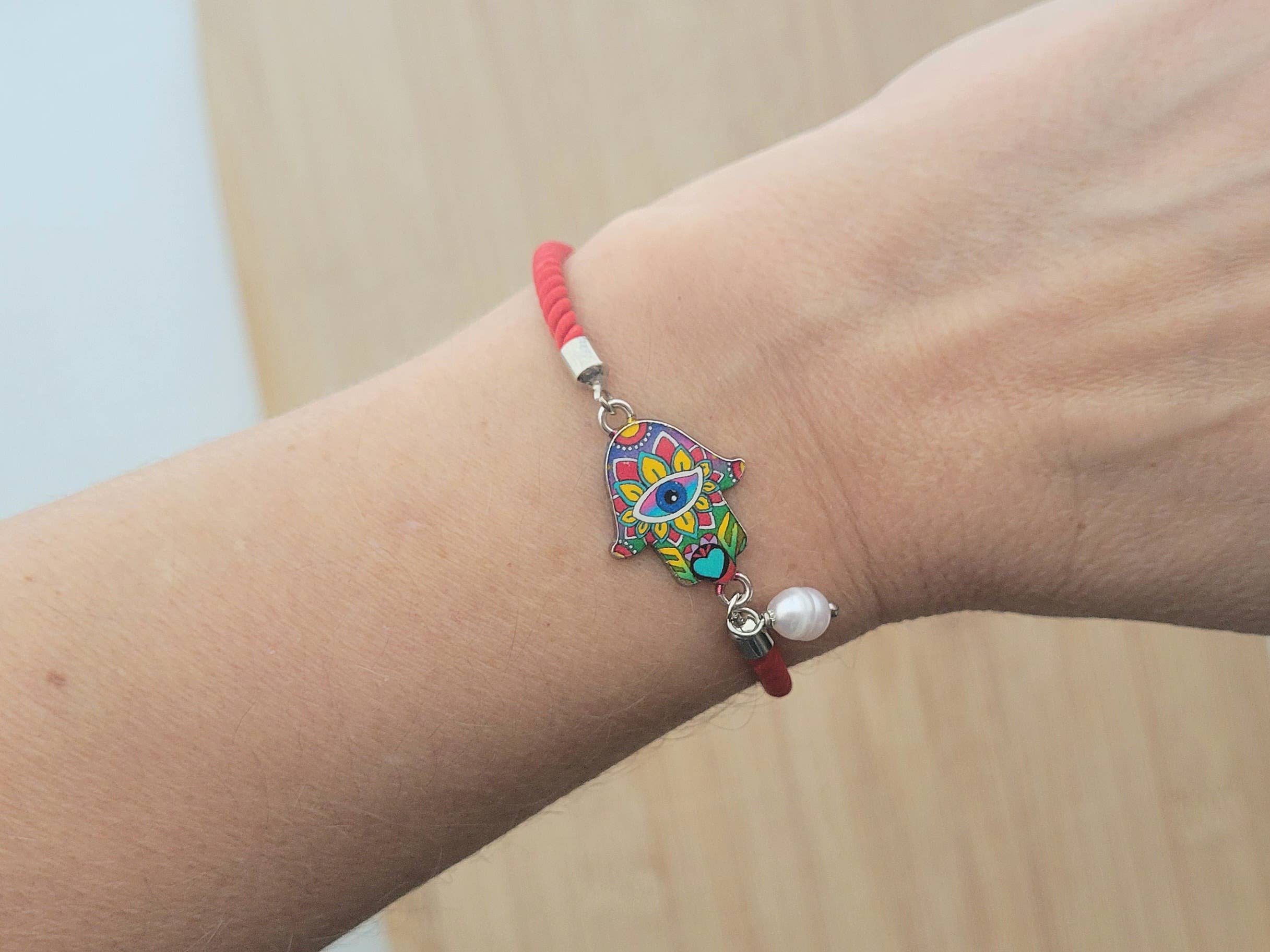 Daphne'Style - Wholesale Armband met gebedskralen - Artistieke Hamsa Parel Verstelbare Rode Koord Handgemaakte Armband3