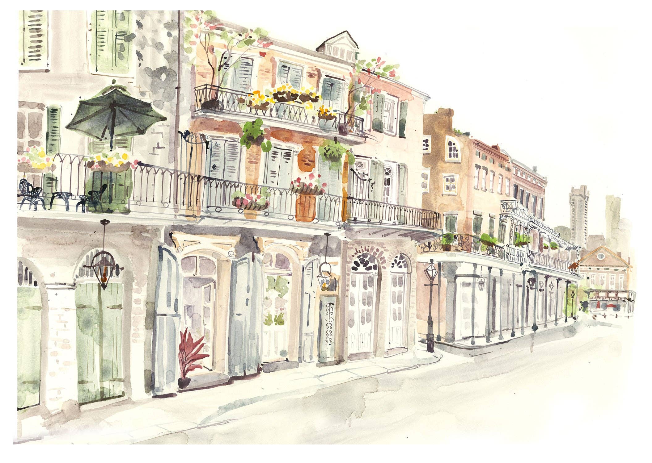 Lyla Clayre Studio - Wholesale Art Print - "Chartres Street View" Watercolor Fine Art Print1