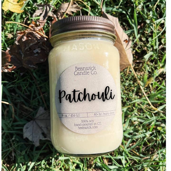PATCHOULI Vela de Soja em Frasco de Vidro Presente Único por atacado de Beanwick Candle Co.