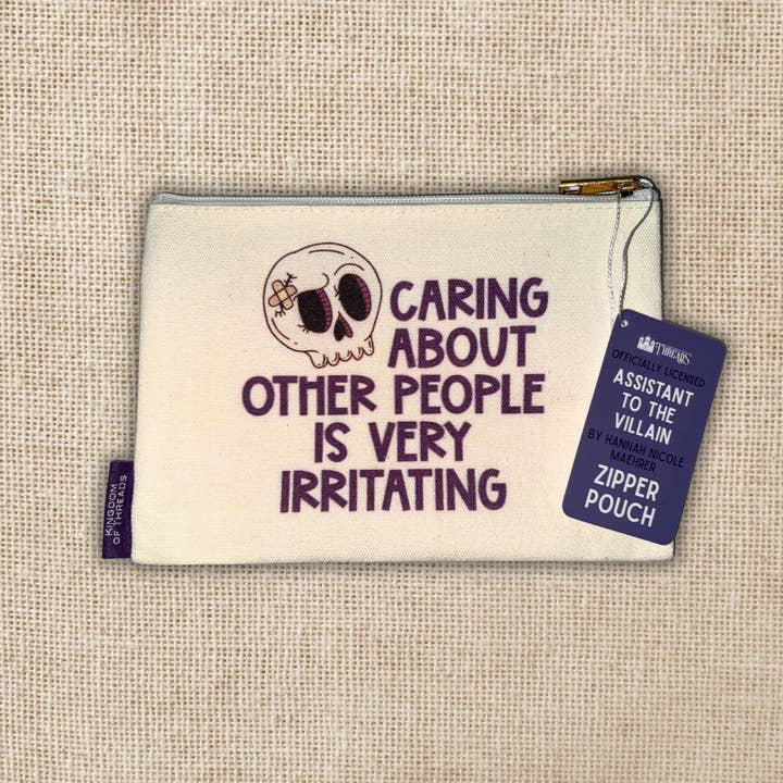 Caring About People Canvas Pouch | Assistant to the Villain for wholesale by Kingdom of Threads