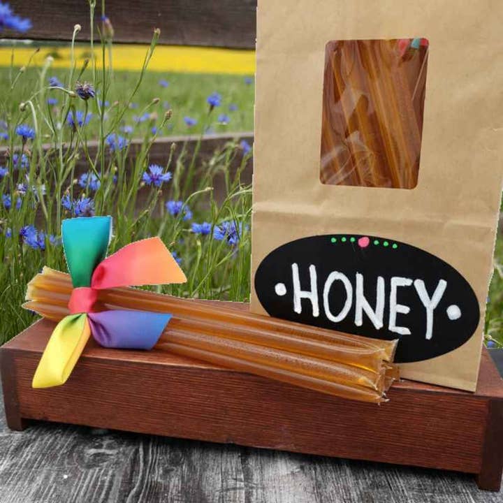 Wildflower Honey Sticks for wholesale by Gypsy Shoals Farm