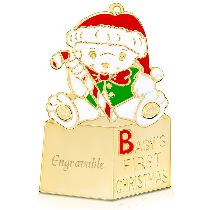 Goldenes Metall-Teddy gravierbares Vintage-Ornament für den Großhandel von Gloria Duchin