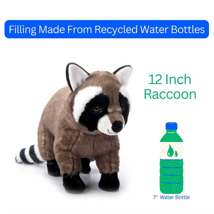 The Petting Zoo - Wholesale Stuffed/Plush Toy - Kids & Baby - Earth Keeperz Raccoon medium 13" Recycled Plush1