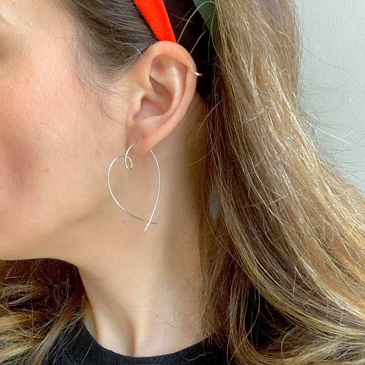 Verve Jewellery – wholesale Hoop earrings – Heart hoop threader earrings, sterling silver hoops4