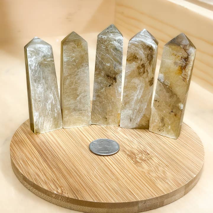 Yellow Mica Point, 2" - 3.75", Lot of 4 for wholesale by Crystal Deal· Wholesale Crystals & Gifts