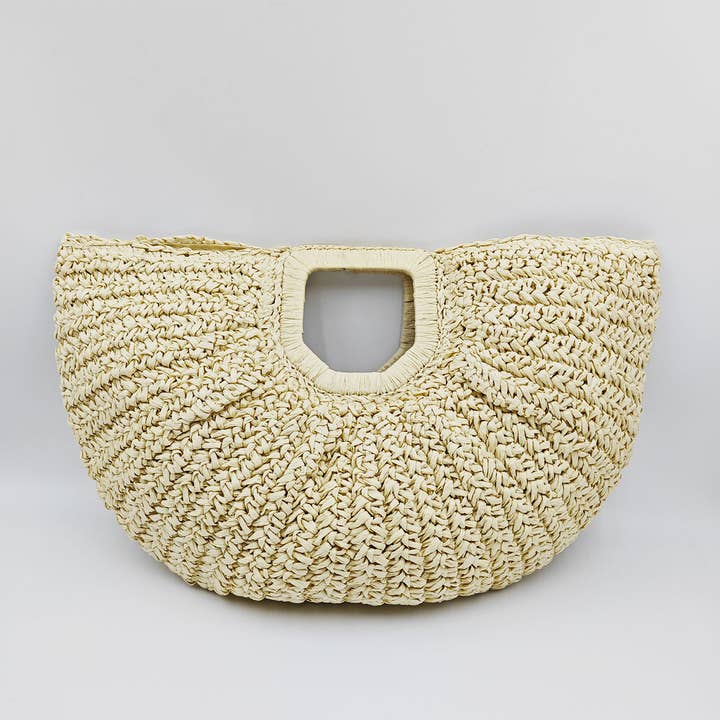 ACCITY - Wholesale Beach Bag - WOMEN PORTABLE MOON WOVEN STRAW BAG_CWAB08125