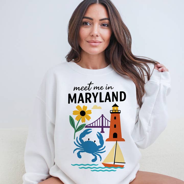 Meet Me In Maryland Crewneck Sweatshirt for wholesale by DaisyChainDesignCo