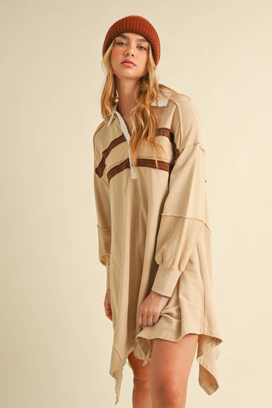 Heyson - Vendita all'ingrosso Vestito - Donna - [FULL SIZE RUN] Abito polo con orlo asimmetrico LD10692