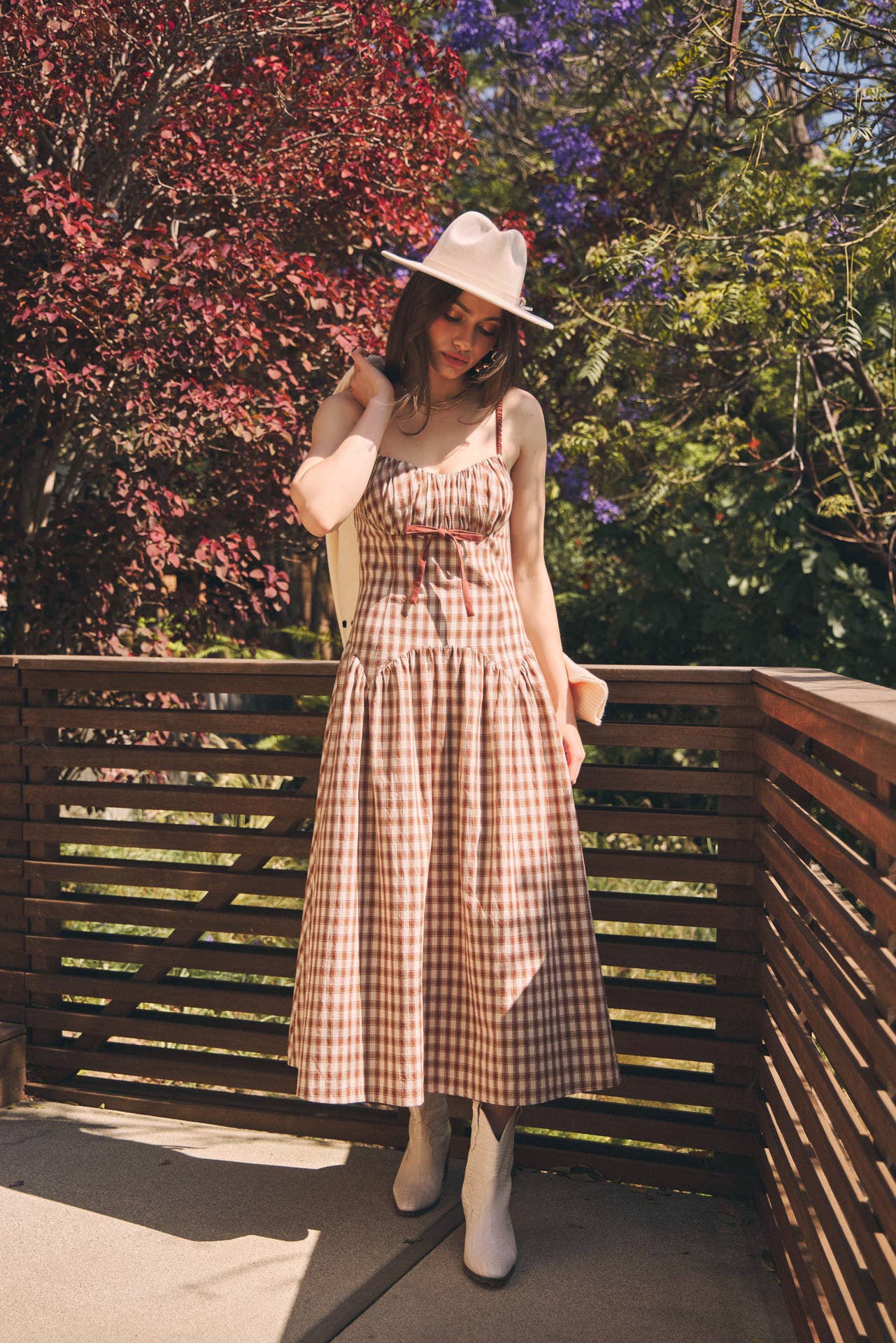 idem ditto - Wholesale Dress - Women's - PLAID MIDI DRESS WITH RUCHED BUST AND OPEN BACK14