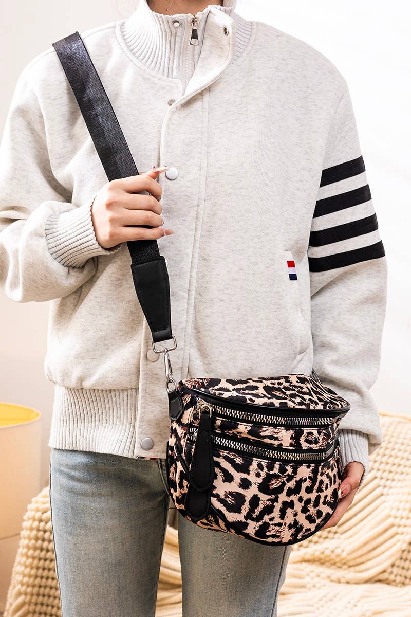 42POPS - Wholesale Shoulder bag – women's - 1014 Double Zip Crescent Sling Bum Bag SI-279283