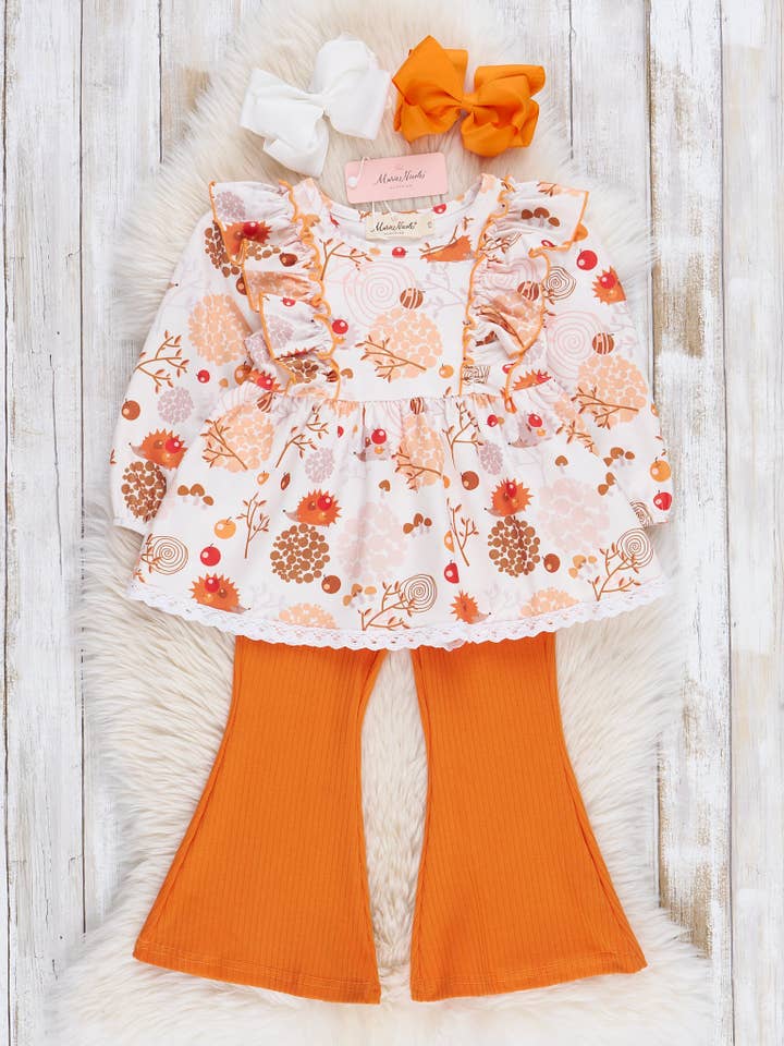 Orange Hedgehogs Bell Bottoms Outfit for wholesale by Marie Nicole Clothing