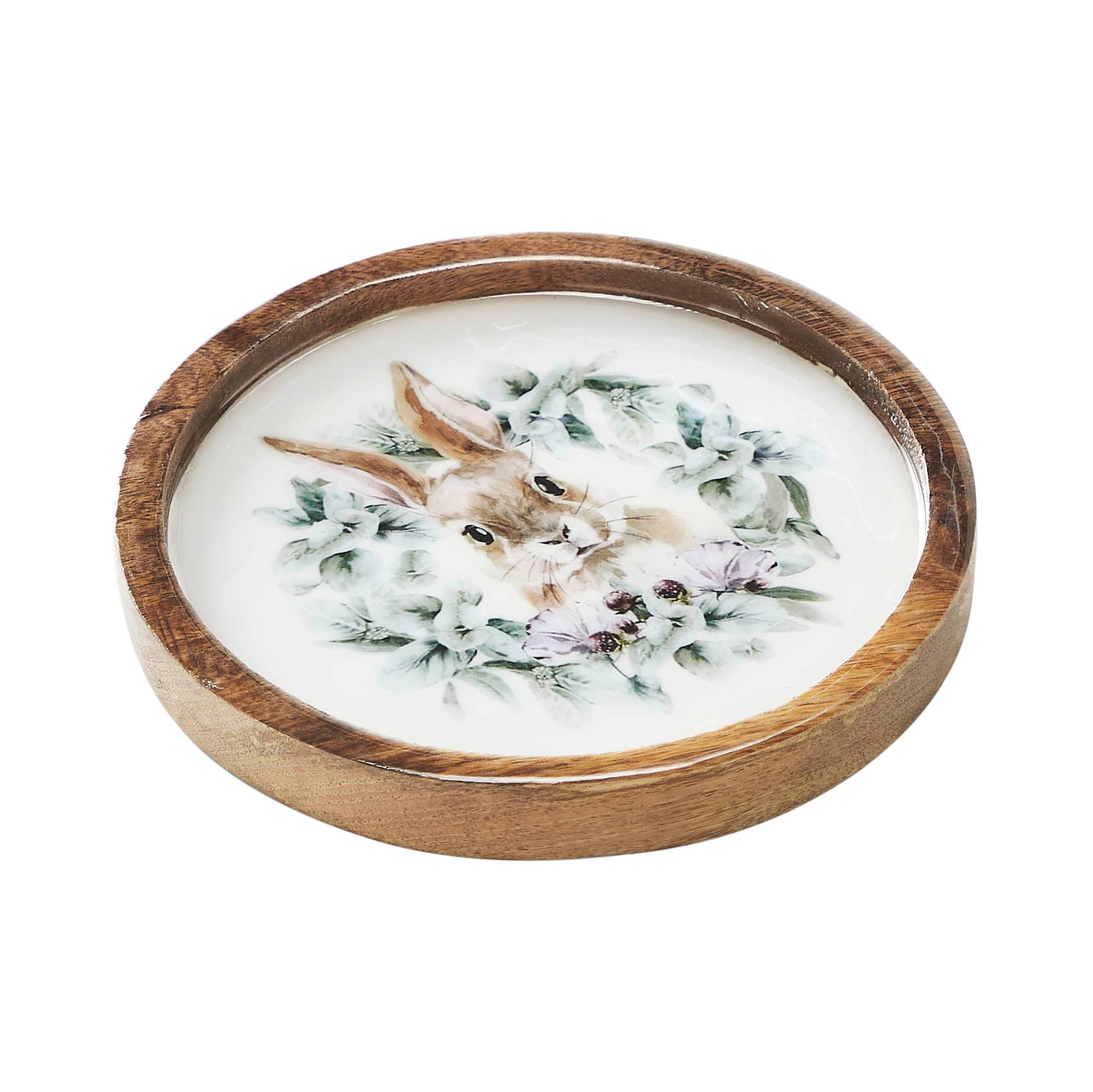 VHC Brands - Wholesale Decorative Tabletop Object - Bunny Hop Wooden Plate Natural w/ Bunny & Wreath 8 inch Diameter3
