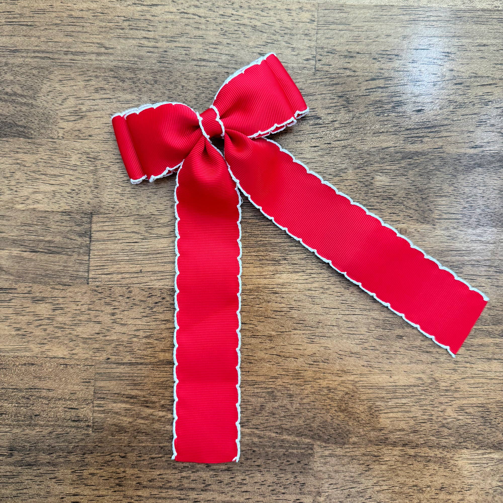 Carolina Girl Bowtique - Wholesale Hair Bow - Women's - 5 in Double Stacked Moonstitch Hair Bow with Long Tails3