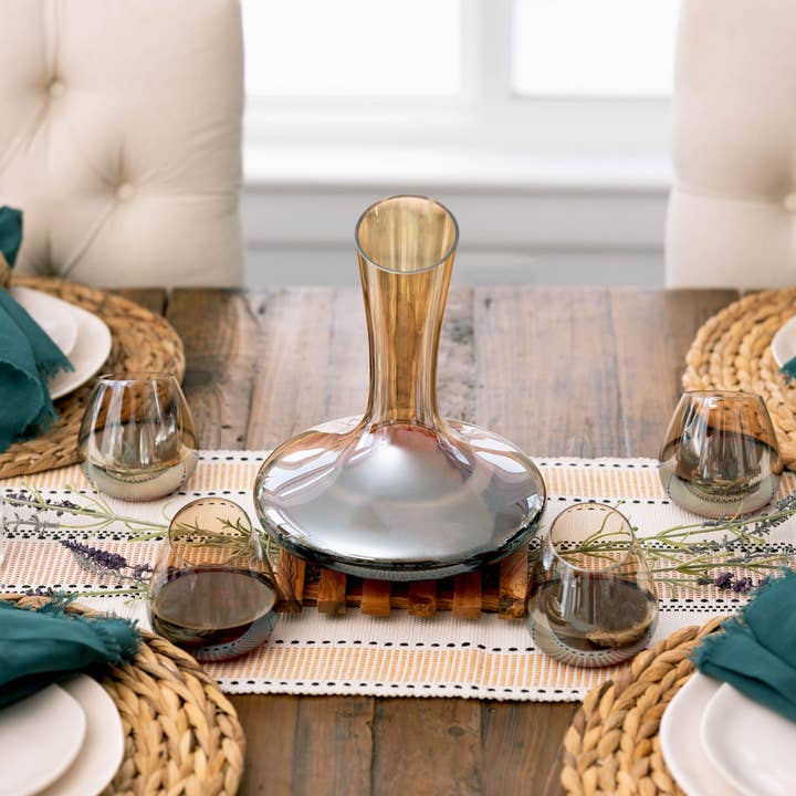 Jeanne Fitz - Wholesale Decanter - Slant Collection Wine Decanter + 4 Stemless Wine Glasses Set