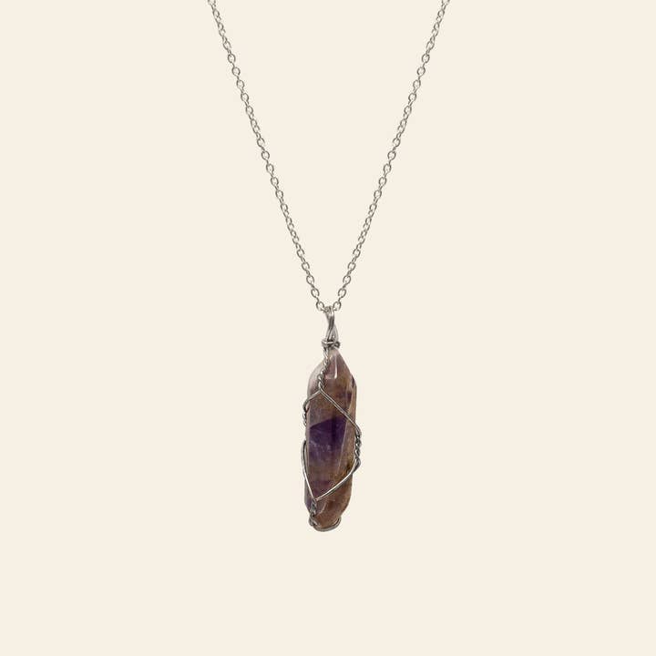 ASCEND - Wholesale Pendant/Charm Necklace - Wire Wrapped Crystal Point Necklace - Silver