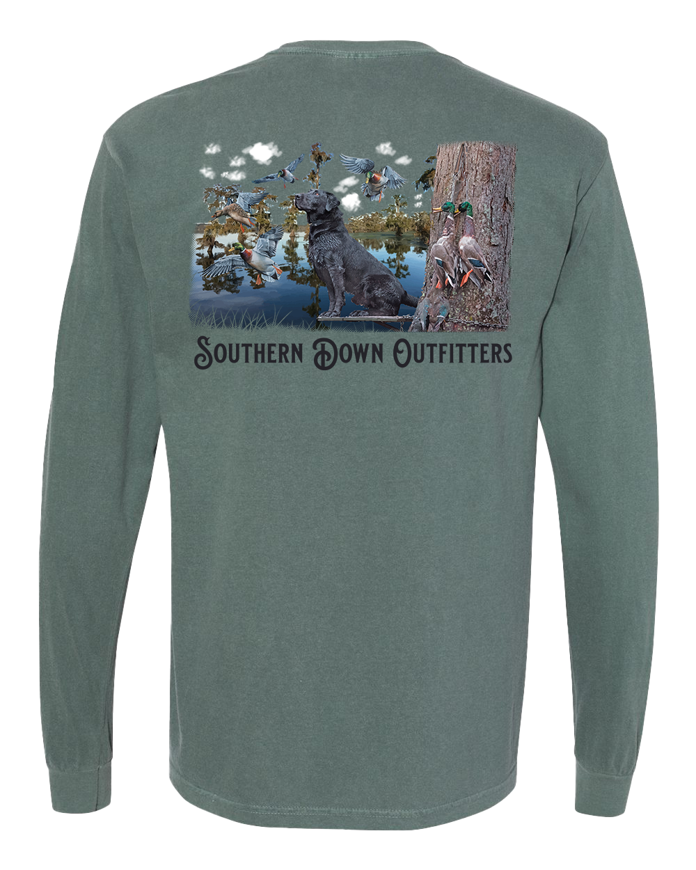 Southern Down Outfitters - Vente T-shirt sérigraphié – unisexe - T-shirt à manches longues Black Lab Swamp4