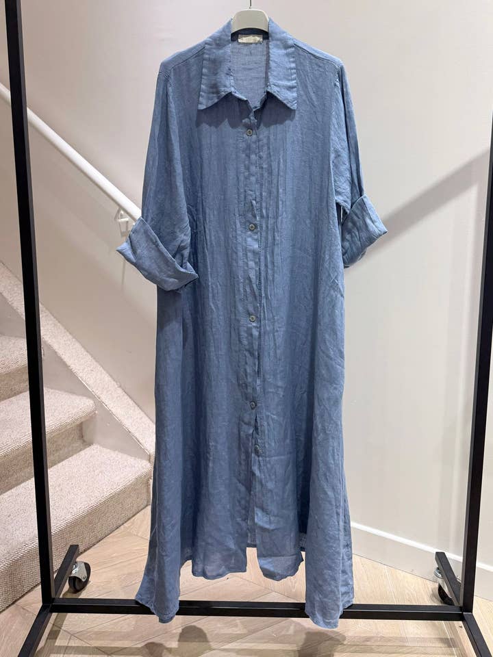 Vestido-chemise em 100% linho 2743LINO por atacado de NOELINE