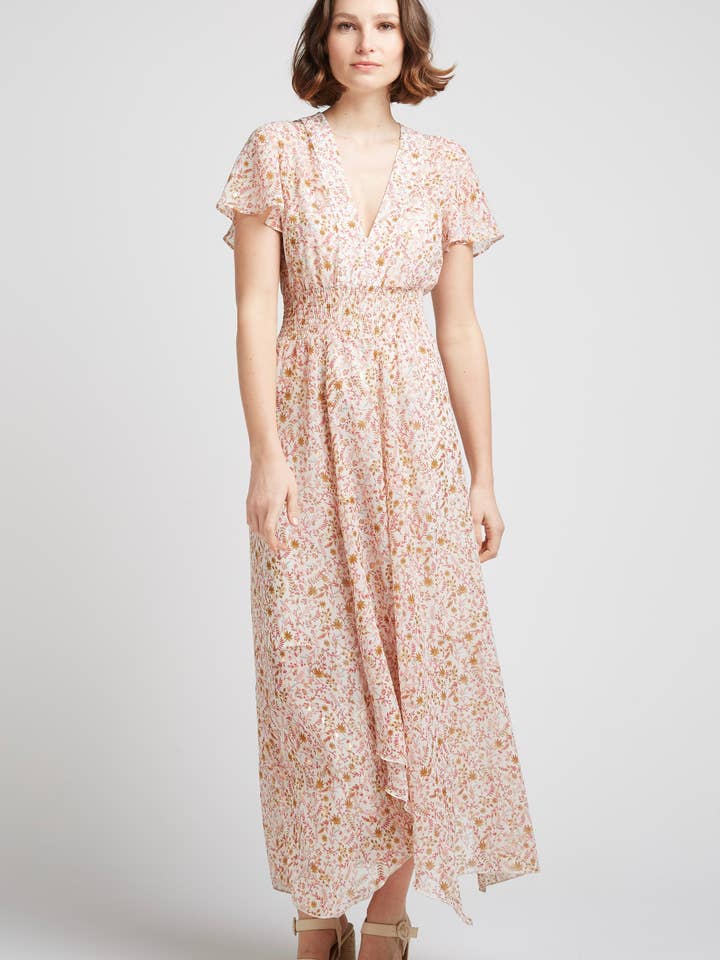 FRESIA - Soepelvallende lange jurk met print en onderjurk voor wholesale door Andy & Lucy