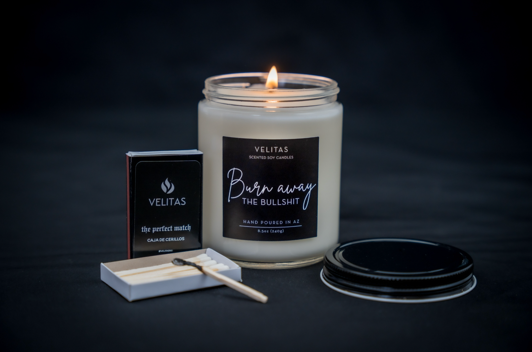 Velitas - Wholesale Jar/Filled Candle - BURN AWAY THE BULLSHIT1