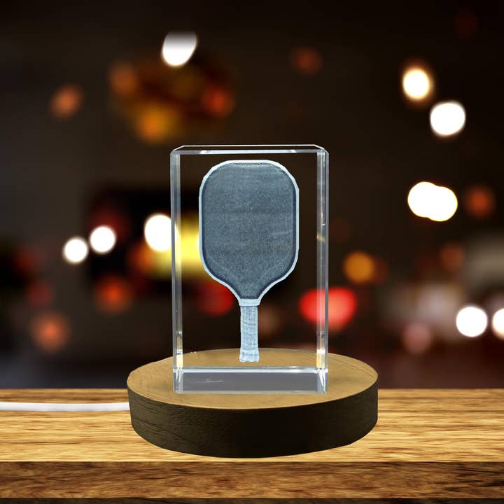 Pickleball Champion Trophy | 3D Engraved Crystal for wholesale by AB Crystal Collection