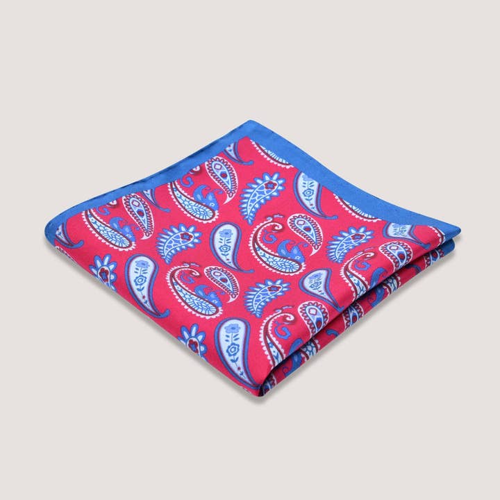 Brian Oak Limited – wholesale Pocket square – Men’s – Crimson Red Paisley Print Pocket Square