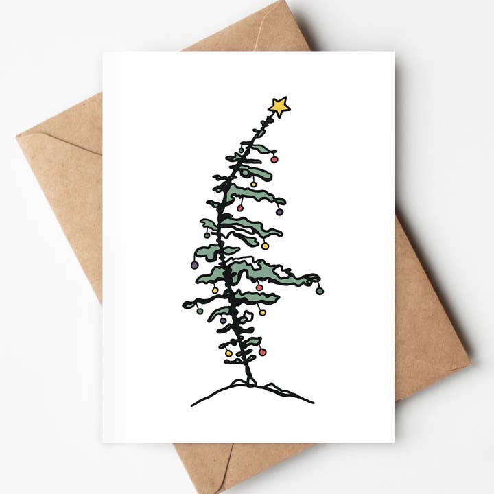 Carte de Noël éco-responsable Sapin de Jack Noël Minimaliste pour la vente par Jenna's Doodles