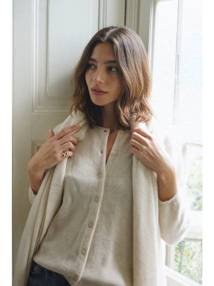 Beachwood - Wholesale Cardigan - Women's - The Cashmere Bianca Top // Moon