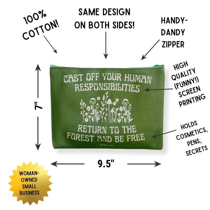 GetBullish - Wholesale Pencil Case/Pouch - GetBullish Return to the Forest Canvas Zipper Pouch 9.5" x 7" | Cosmetics Bag or Pencil Case1
