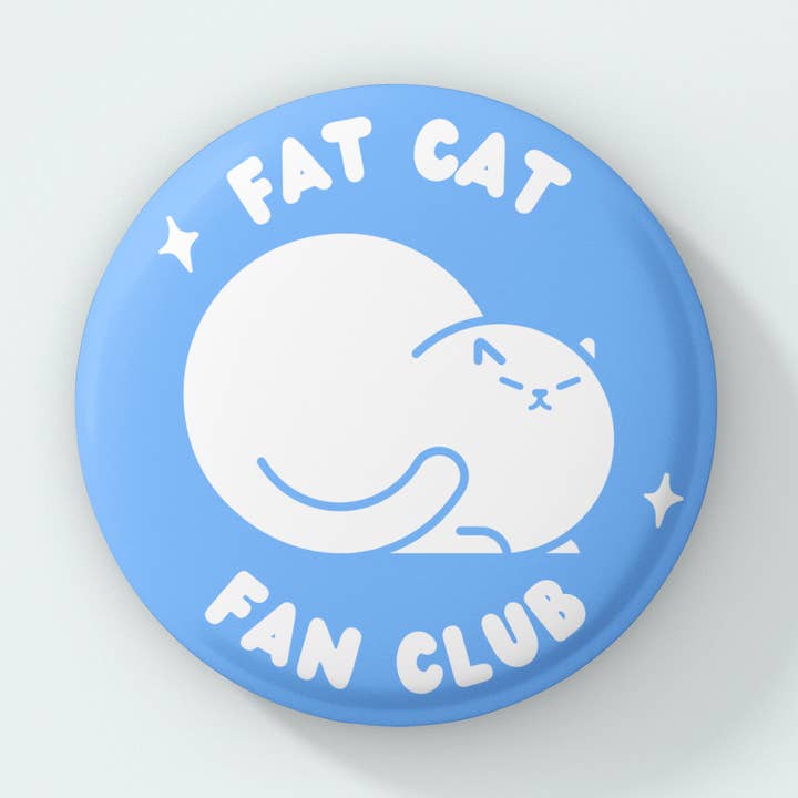 Fat Cat Fan Club Button Badge for wholesale by Katrina Brye Fine Art