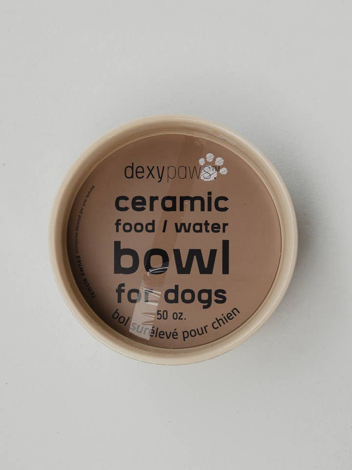 Sage Green Ceramic Dog Bowl with Bone – 50oz/8 inches for wholesale by dexypaws